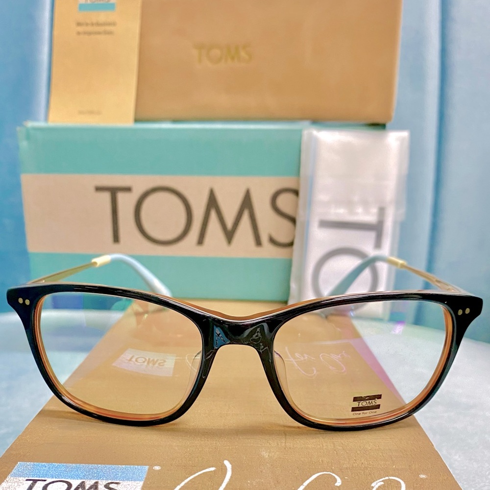 Brand New TOMS Brown Havana Crystal JENKINS Eyeglasses Semi Cat-eye RX